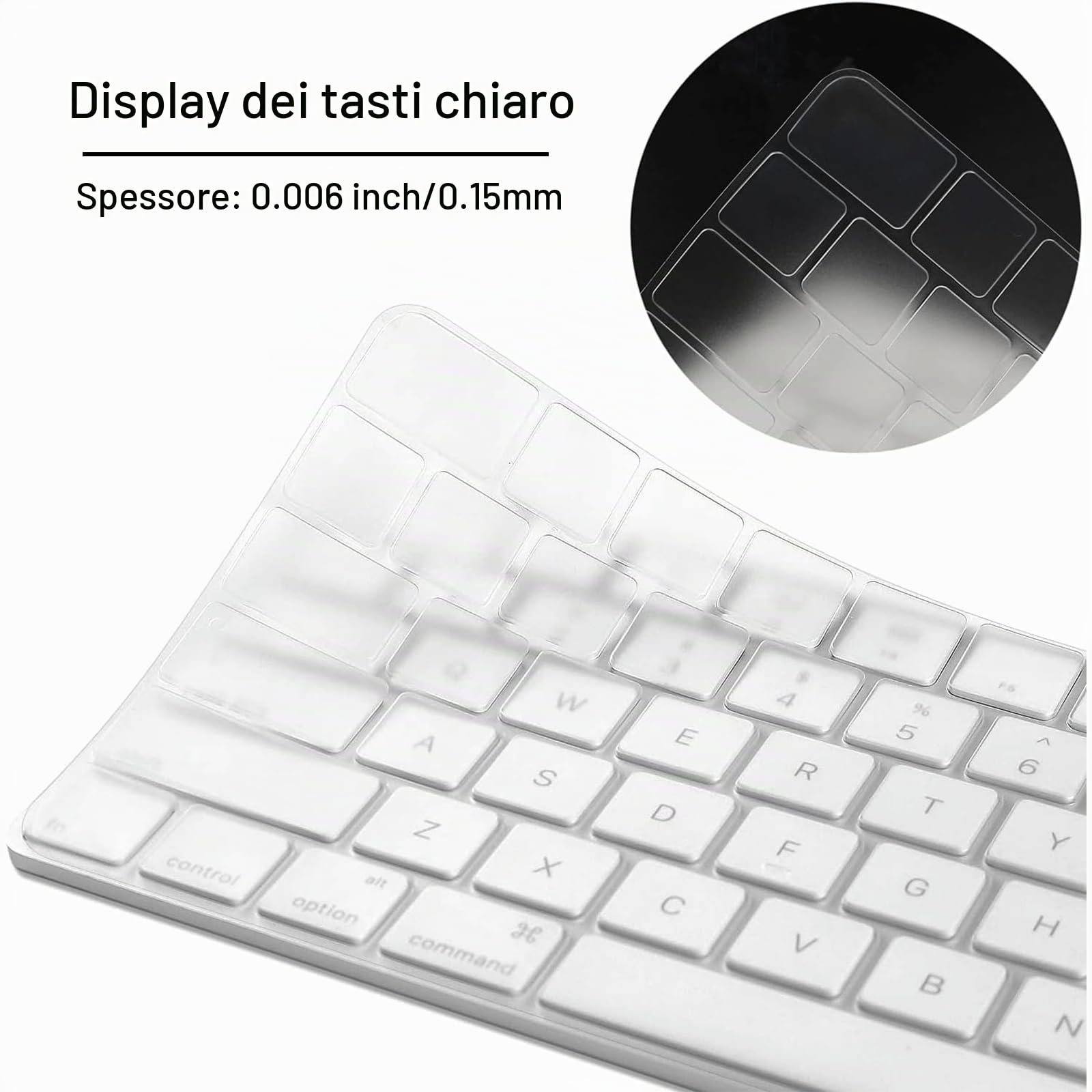 Cover per tastiera per tastiera iMac Magic Keyboard da 24 pollici con Touch ID A2449 Chiave di blocco Chip A2450 M3 M1 Rilasciato nel 2023-2021 Layout UE TPU Protector Skin