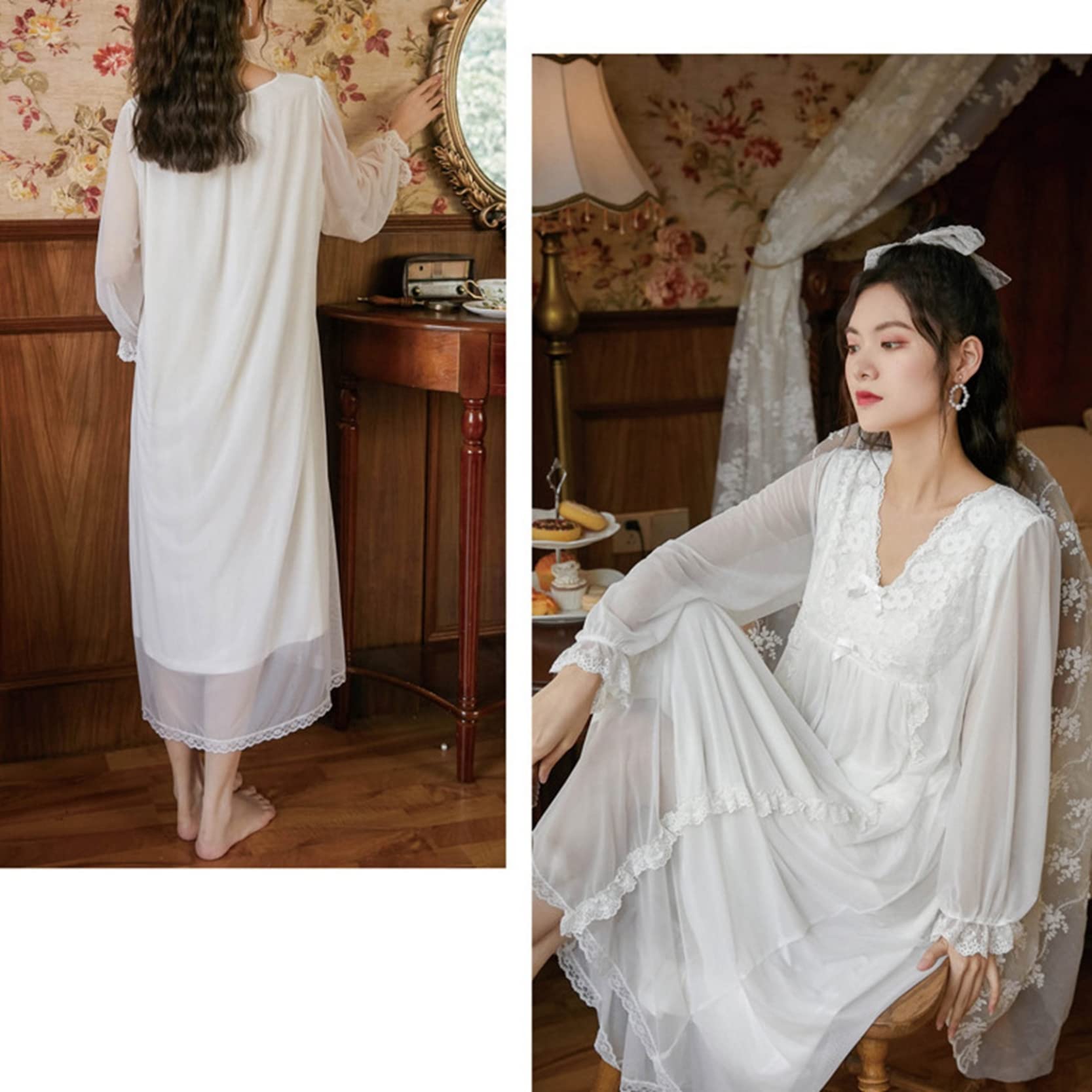 Amazon.co.jp: ネグリジェ パジャマ レース Vネック エレガント 姫系