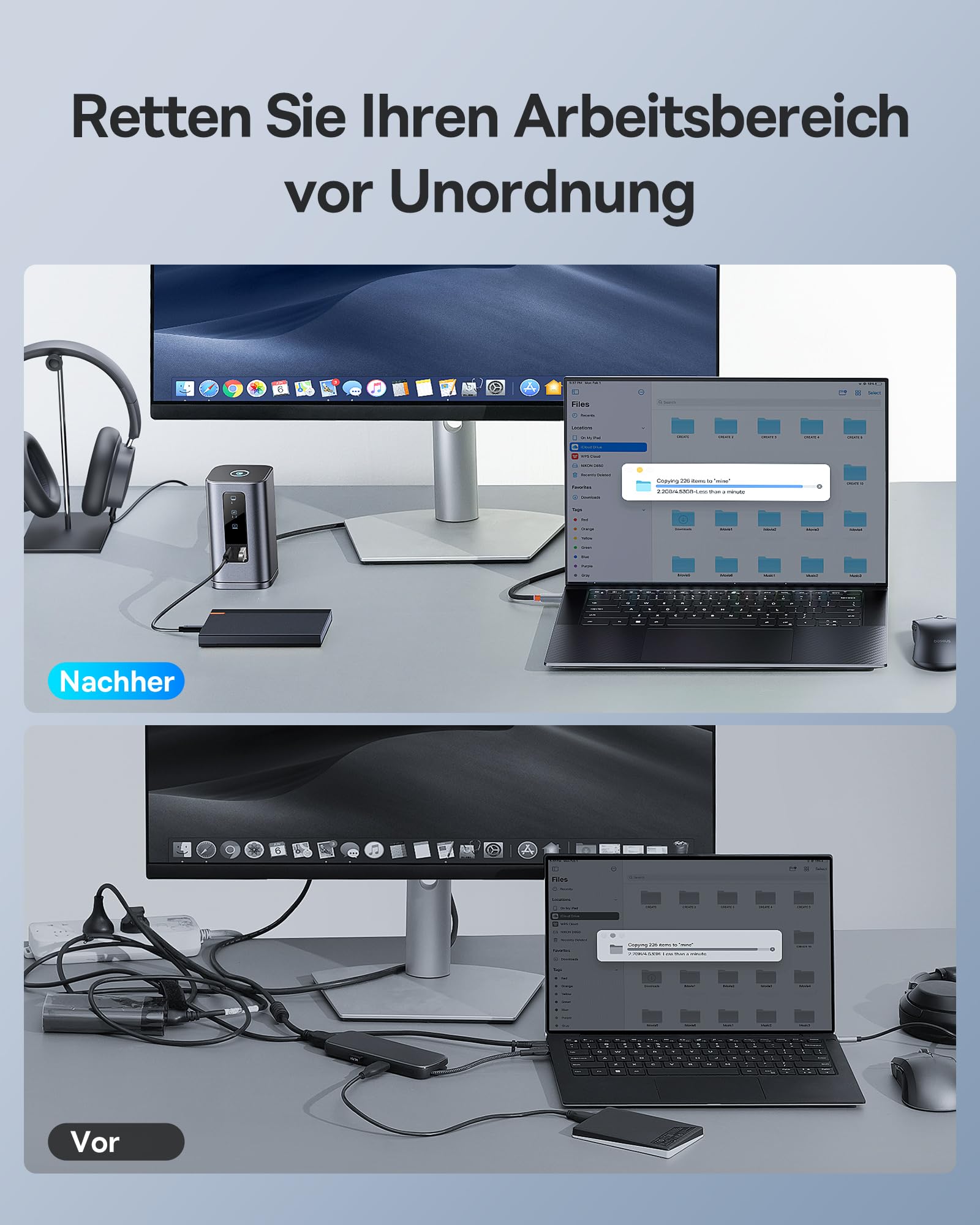 Baseus Docking Station Spacemate-Serie 11-in-1 Dockingstation 3 Monitore mit 2*HDMI 1*DP 4K@60Hz, 3*USB-A/C 10Gbps, 1 Gbps Ethernet, 100W PD, Kompatibel für Laptop Dell/HP/Mac/Lenovo/Acer