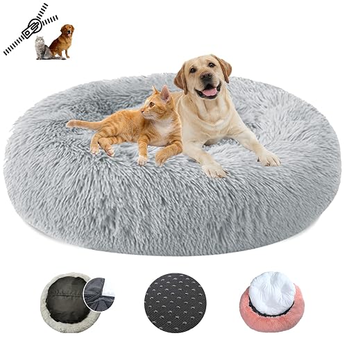 LRHRHR Cama para Perros, Redonda Camas para Mascotas con Parte Inferior Antideslizante