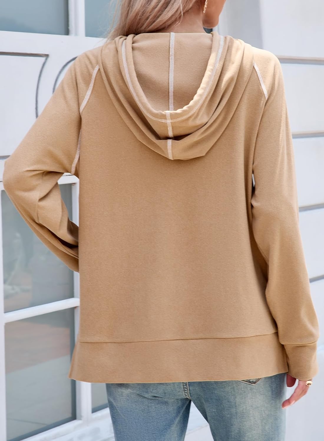 SHEWIN Womens Hoodies Drawstring Hooded Sweatshirt Pullover Long Sleeve Tops Womens Fall Fashion 2025 - Image 5