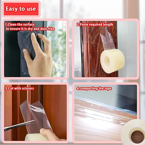 Miniatura 4 de Birllaid Cinta de sellado transparente para ventanas, 2 pulgadas x 23 yardas, cinta de sellado de aislamiento de CA para ventanas, sin residuos,