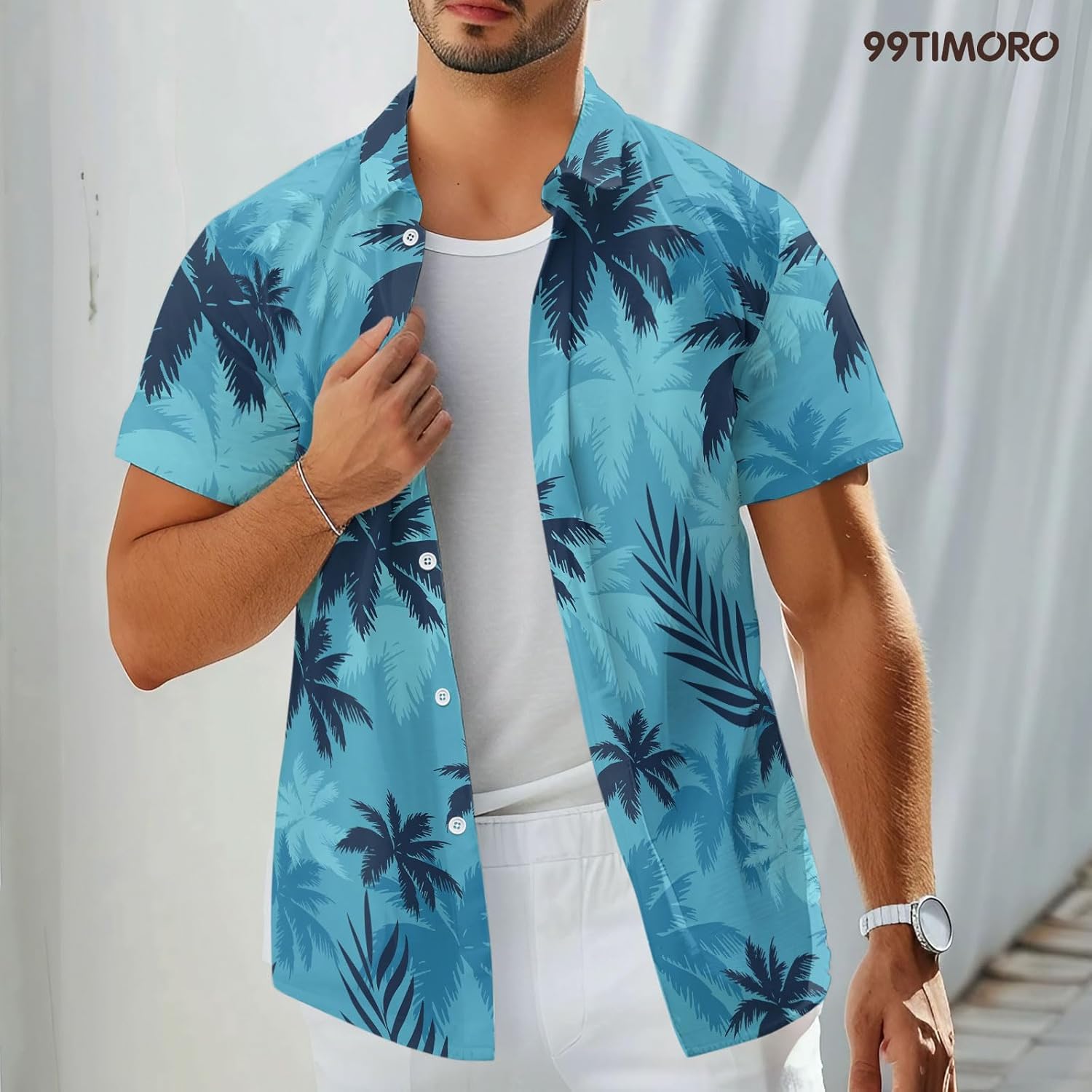 99TIMORO Anime Egghead Hawaiian Shirt for Men, Game Character Button Down Shirts Tropical Short Sleeve Top, Summer Beach Gift