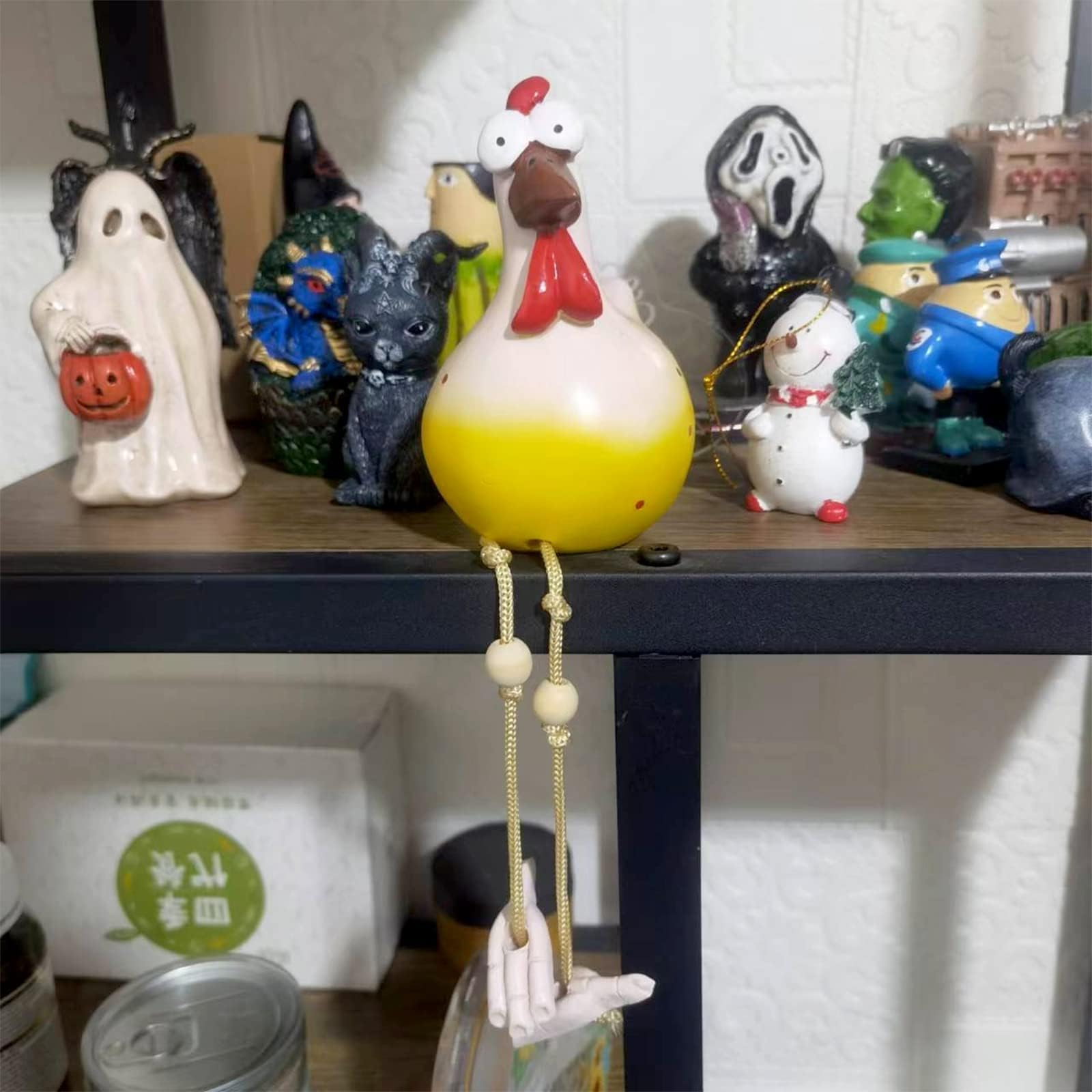 Giardino Della Decorazione Del Pollo, 3 Pcs Statua Divertente Della Resina del Pollo,Pollo alla Spina da Giardino,Decorazione di Pollo Natale,per la Decorazione di Terrazze,Giardini e Balconi