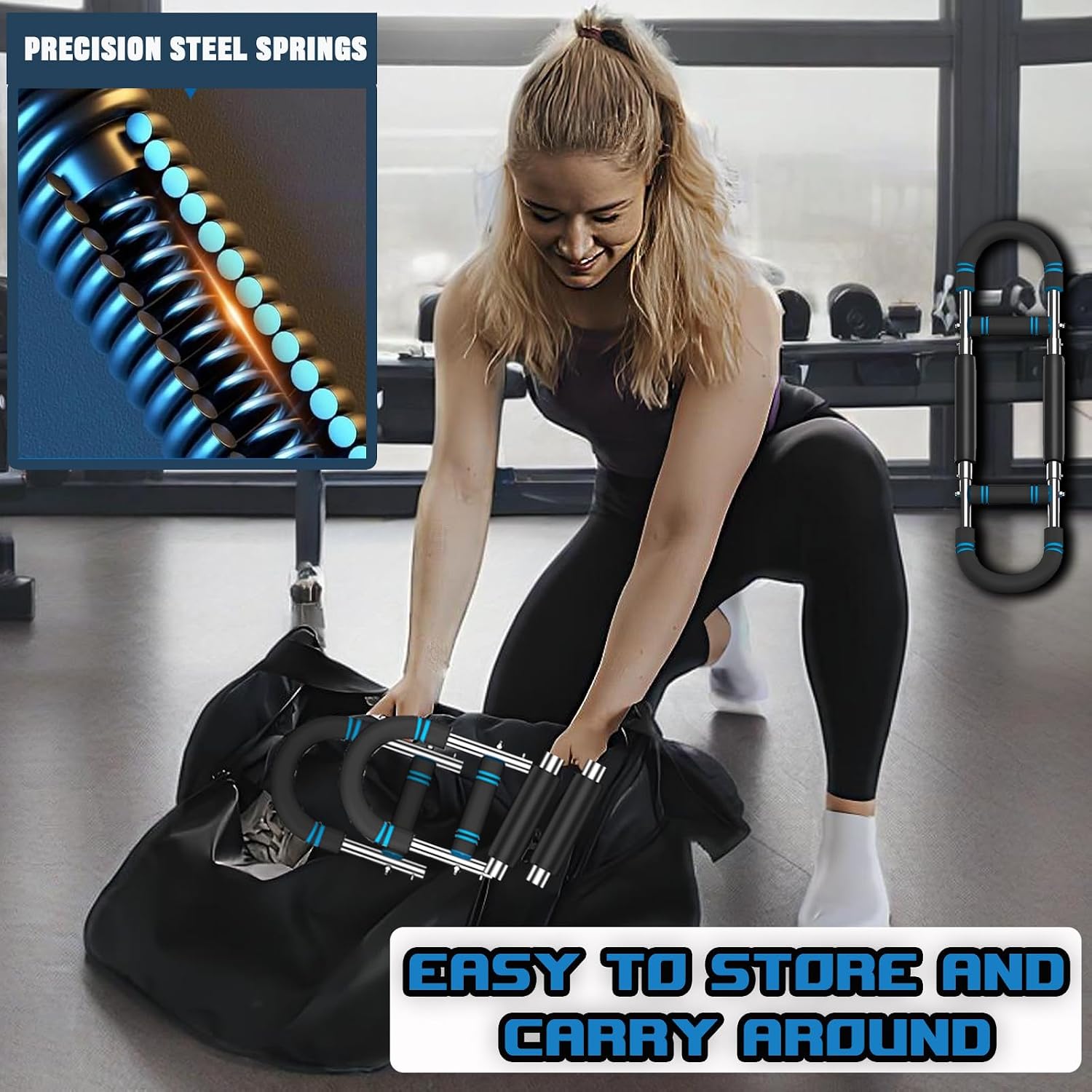 Twister Arm Trainer, Adjustable 60-110 lbs Resistance, Upper Body Workout Equipment with Detachable Arm Cuffs for Chest, Back, Shoulders & Arms, Portable Home Gym for Men & Women