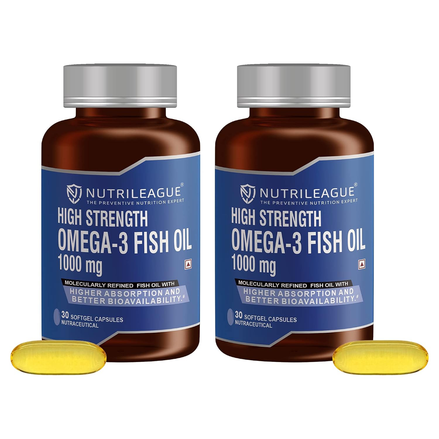 Nutrileague High Strength Omega - 3 Fish Oil 1000 mg | 2X EPA:DHA ...
