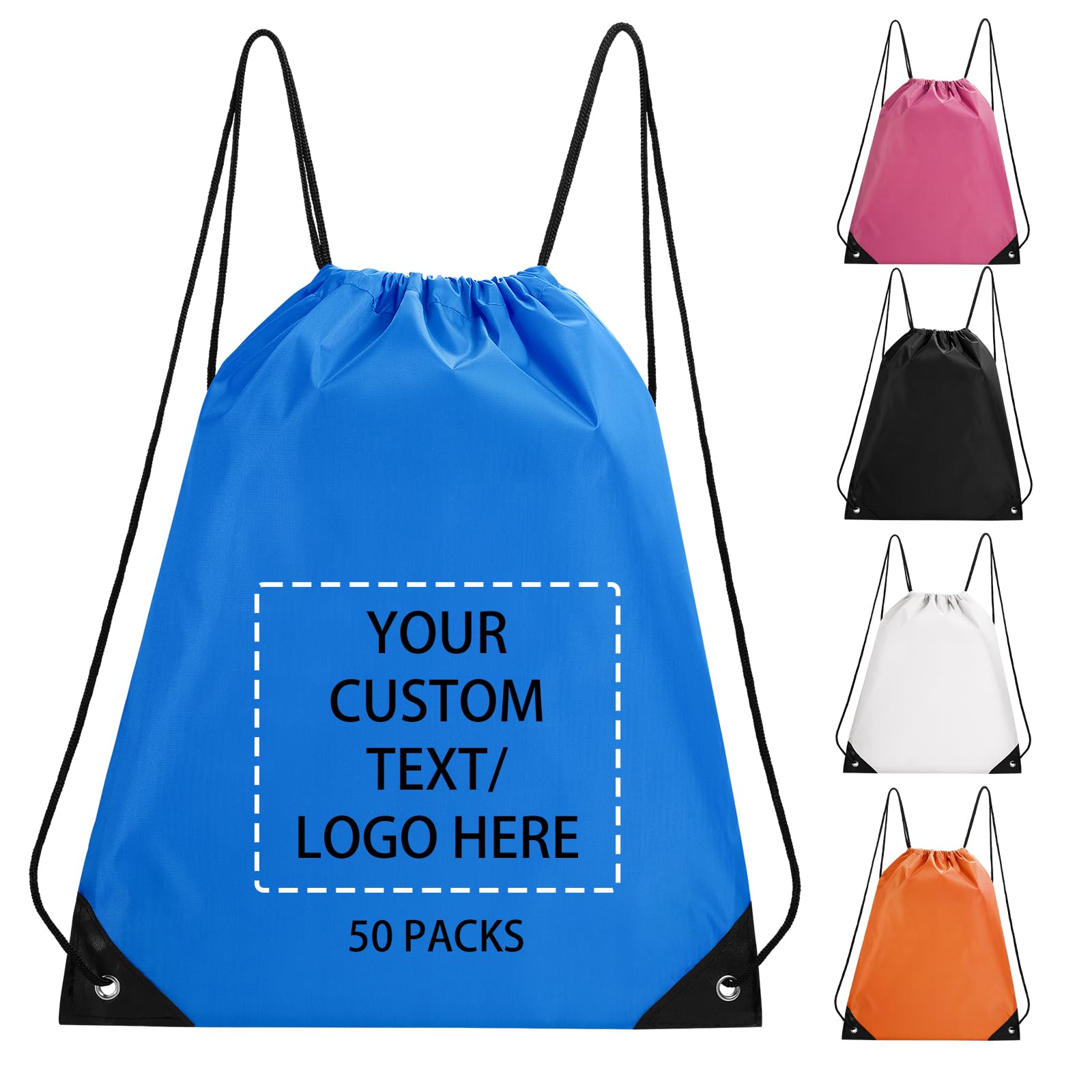 Fyore Custom Drawstring Bags with Logo, 10/50/100 Pack Bulk Personalized String Backpacks for Gym, Sports, Events, Travel, Daily Use, Business