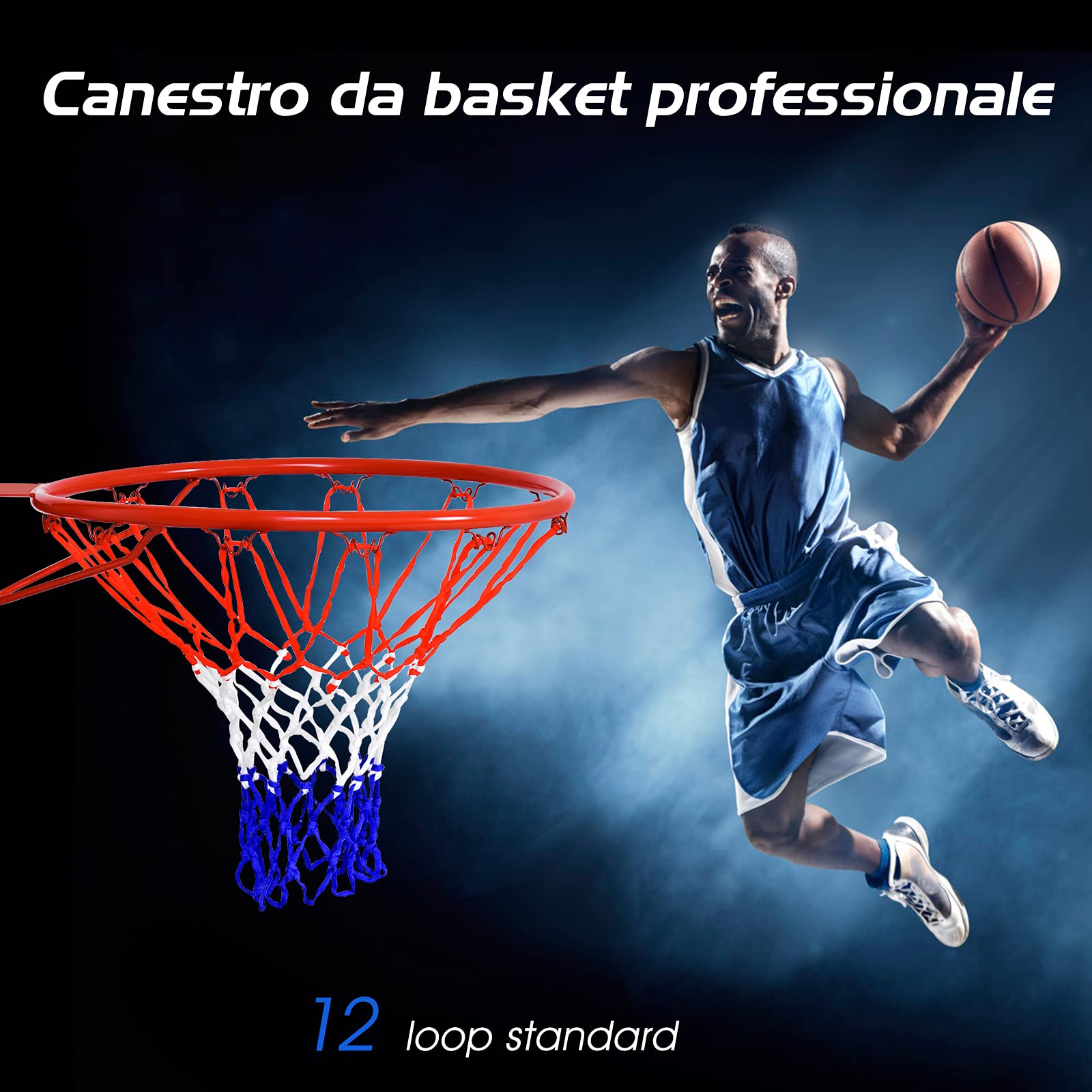 COSTWAY Canestro Basket da Muro Φ45cm in Ferro con Rete Resistente alle Intemperie e Viti, Anello da Basket per Esterno e Interno