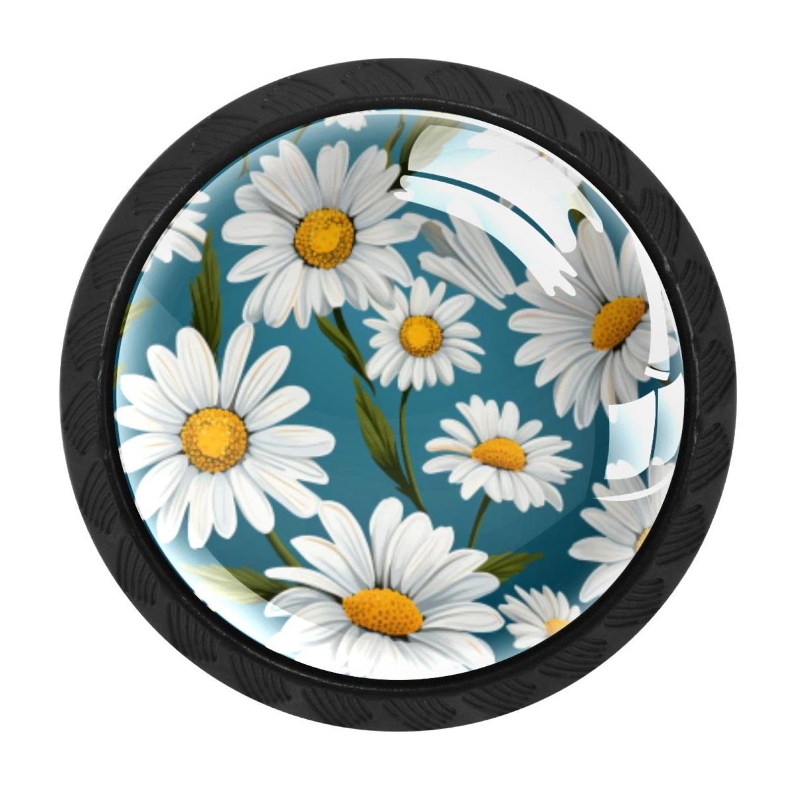 CHENZZZZ 4 Pack Cabinet Handles Black Daisy Cabinet Knobs Draw