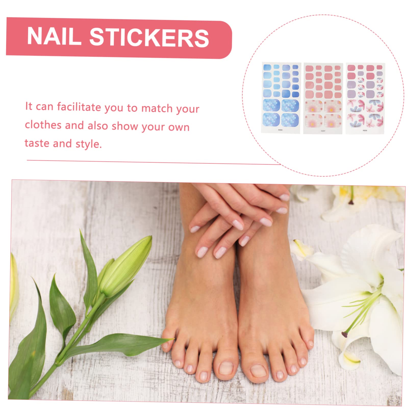 Healeved 30fogli Adesivi Per Unghie Dei Piedi Impermeabili Decorativi Stickers Per Manicure Delle Donne e Ragazze Piccole Decorazioni Ciascuno