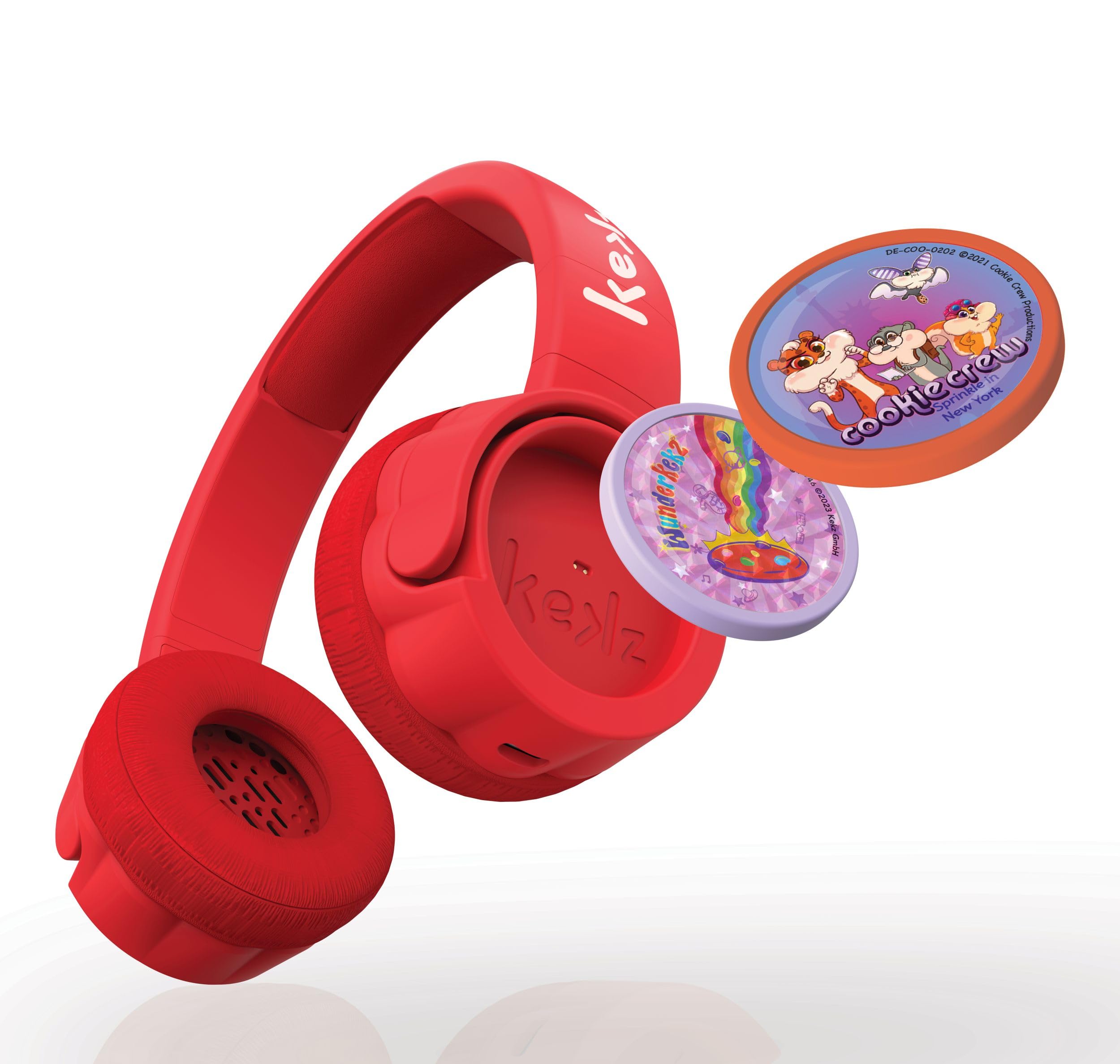 Kekz Kit de démarrage Premium Rouge : Amazon Exclusif avec Grain de Biscuit Rouge, 3 puces Audio Disney, Cookie Crew, Jeu Audio Wunderkekz (Casque pour Enfants, Casque de Voyage pour Les déplacements