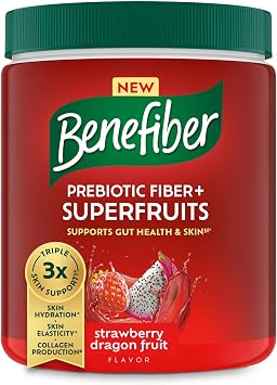 Benefiber Prebiotic GLP-1 Friendly Fiber + Superfruits Dietary Supplement, Strawberry Dragon Fruit Flavor, 8.8 oz 250g