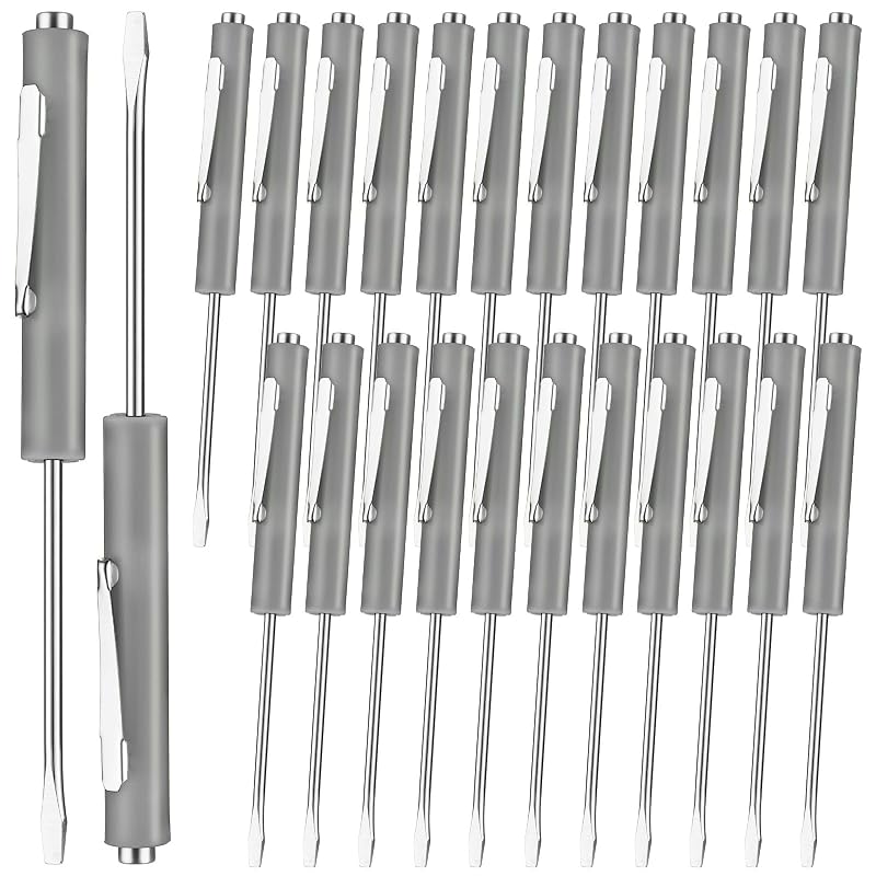 Kit de Chaves de Fenda de Bolso Magnéticas Honoson, Ponta Fenda SL 3,2 mm, Cinza, 25 peças