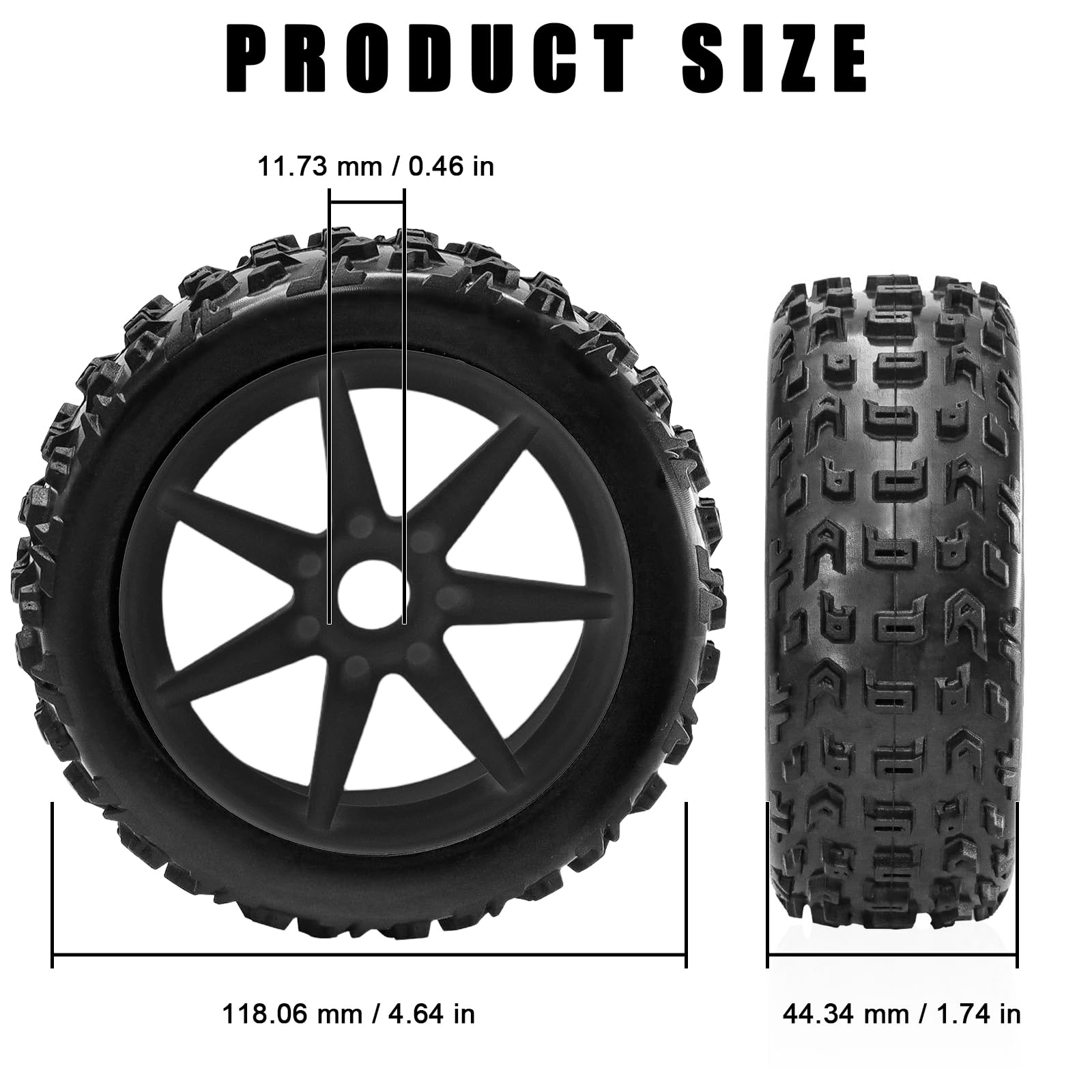 RcThjia 1/8 RC Off-Road Buggy Racing Tires and Wheels 17mm Hex RC Tires with Foam Inserts for ARRMA 1/8 Typhon 3S/6S Losi 8IGHT HongNor FS Racing KYOSHO MP10 MP9 MP9e Neo HSP Hyper. (4PCS/Set) - Image 2