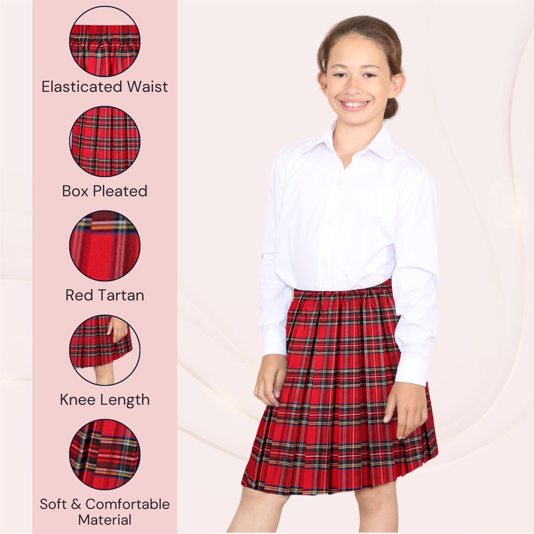 Janisramone Ragazze Bambini Nuovo Scatola Pieghettata Tutto Intorno Elasticizzato Vita Gonna Scuola Uniforme Vestito Gonna 2-18 Anni