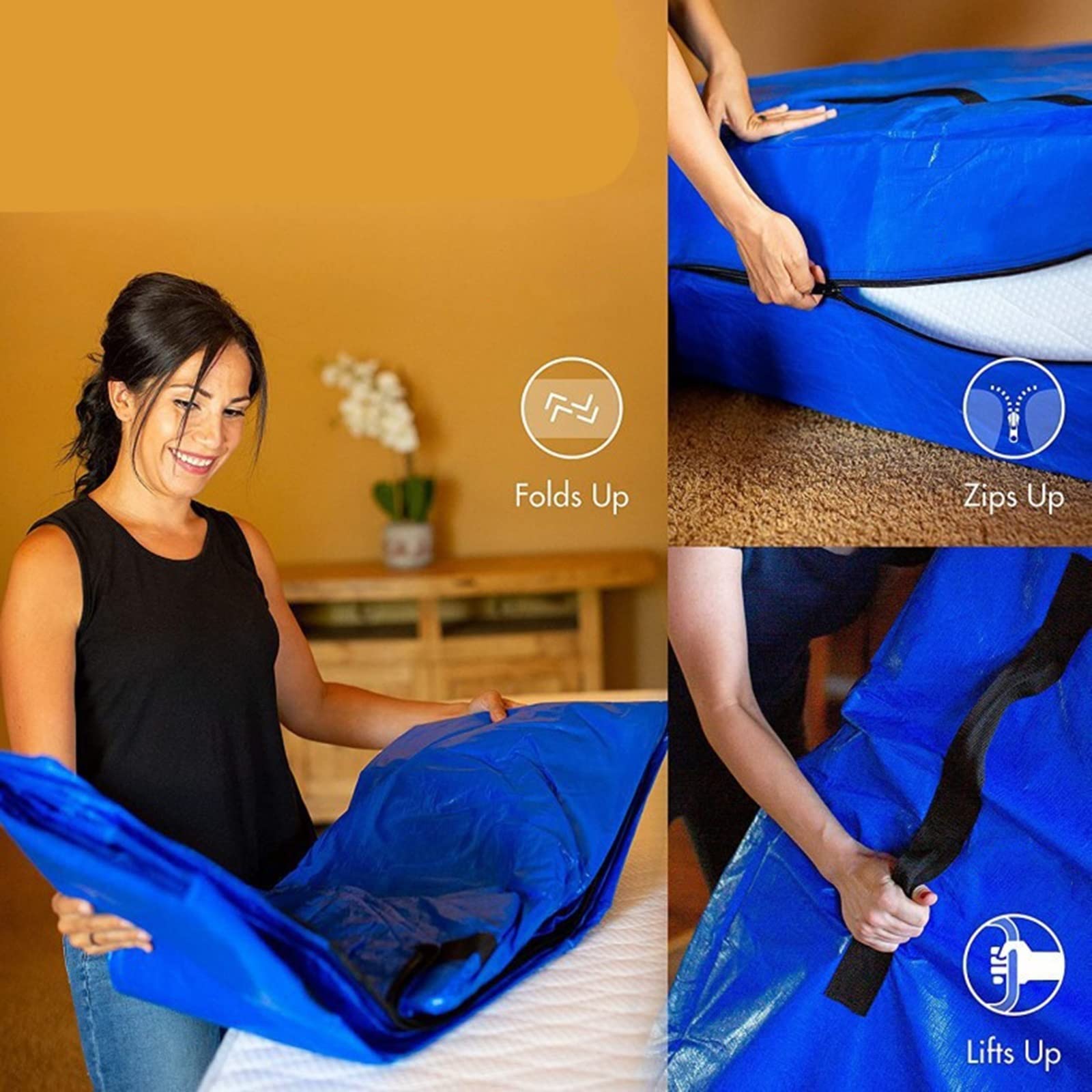 OKUOKA Funda Protectora Impermeable Funda Protector de Colchon para Mover y almacenar, Cubierta Reutilizable del colchón de la Cuna con Cremallera Fuerte, Bolsa móvil de colchón Impermeable (Color :