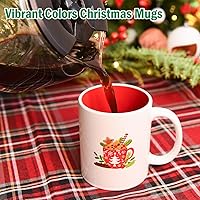 Vista 2 de Juego de 6 tazas de café de Navidad blancas de Navidad, tazas de cerámica duraderas para café, leche, cacao caliente, té, café con leche