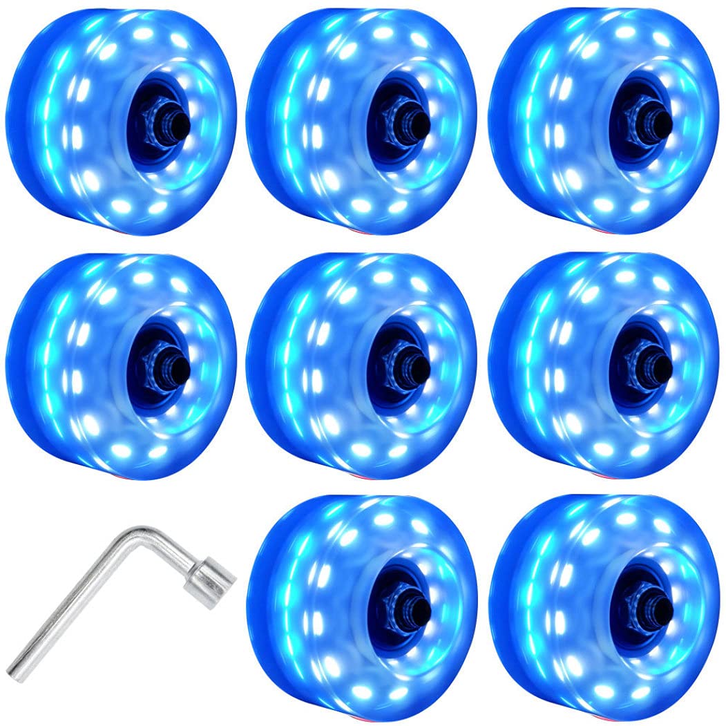 Innenräume im Freien, leuchtende Skateboard-Räder 82A 58x32mm Doppelreihe Quad Roller Ersatz Blau 8pcs