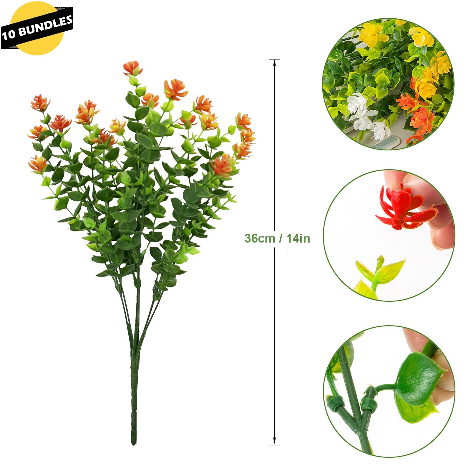 AIOR 10 Bundles Artificial Flowers Artificial Bushes - Image 2