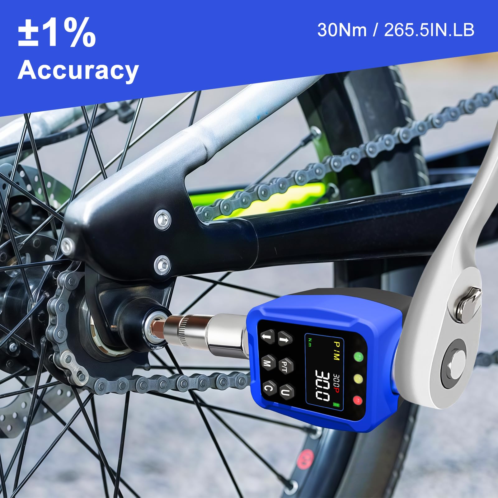 Adaptador de par digital de 1,5 a 30 Nm, convertidor electrónico de llave dinamométrica con pantalla LCD ± 2% de precisión, para mantenimiento de automóviles y motocicletas
