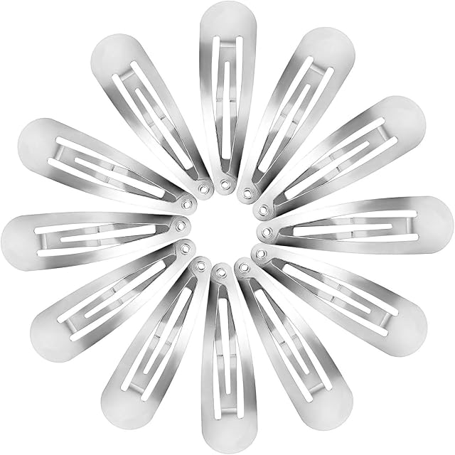 50 Pack Snap Hair Clips Hair Barrettes for Kids, Girls and Women, 50 mm (Silver)