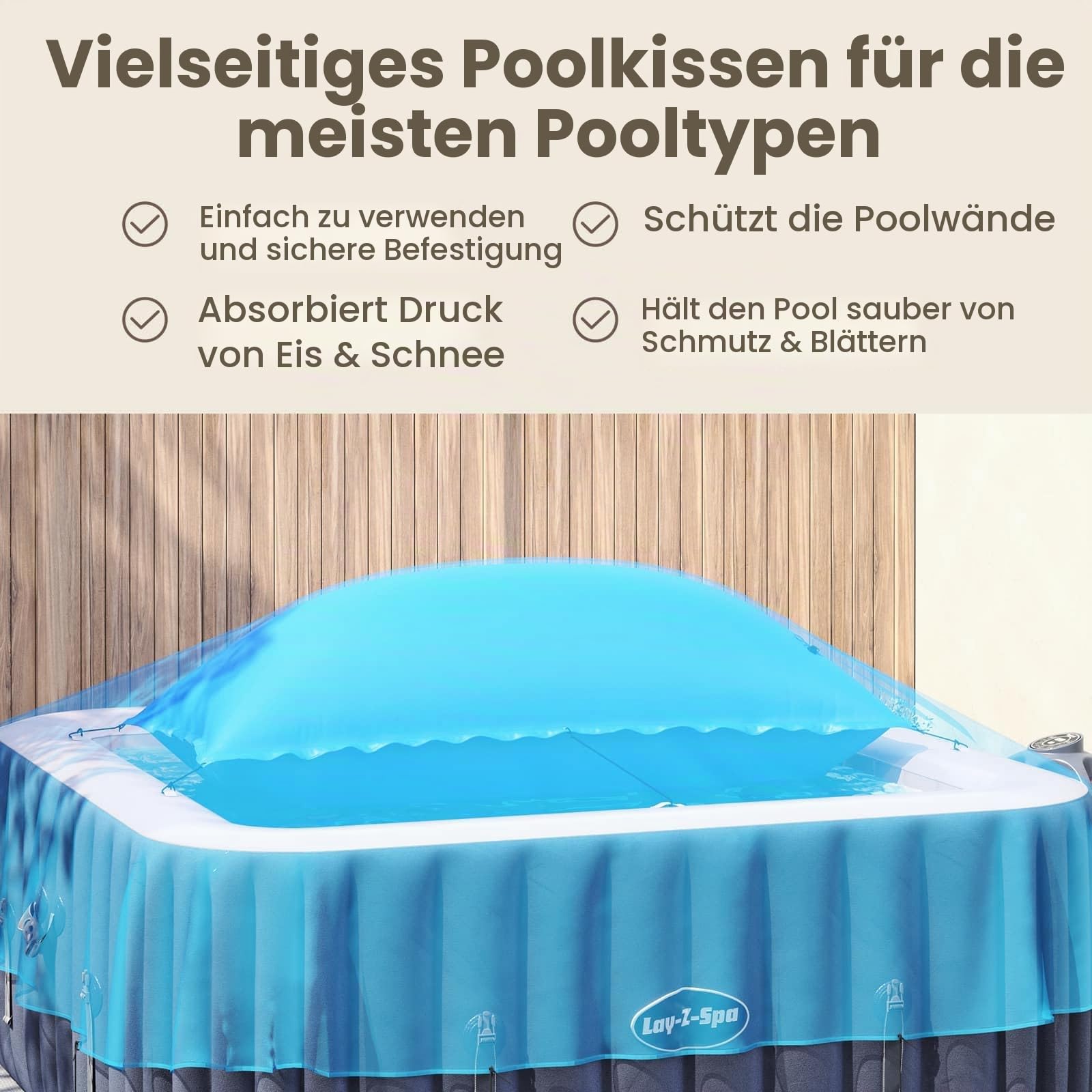 vidaXL Winter Pool Kissen Blau 380 x 180 x 140 cm PVC, Robustes, aufblasbares Poolkissen, UV-beständig, praktisches Zubehör, für die Pflege überirdischer Pools