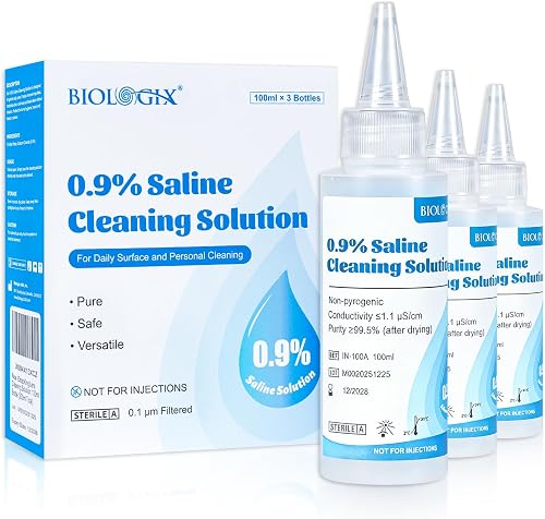 0.9% Normal Saline Solution, Sodium Chloride Cleaning, 100mL x 3 | Sterile, Clean Formula, No Additives, Ready-to-Use Saline Water, No Added Fragrance or Dyes, Total 300ml /10.56 FL OZ
