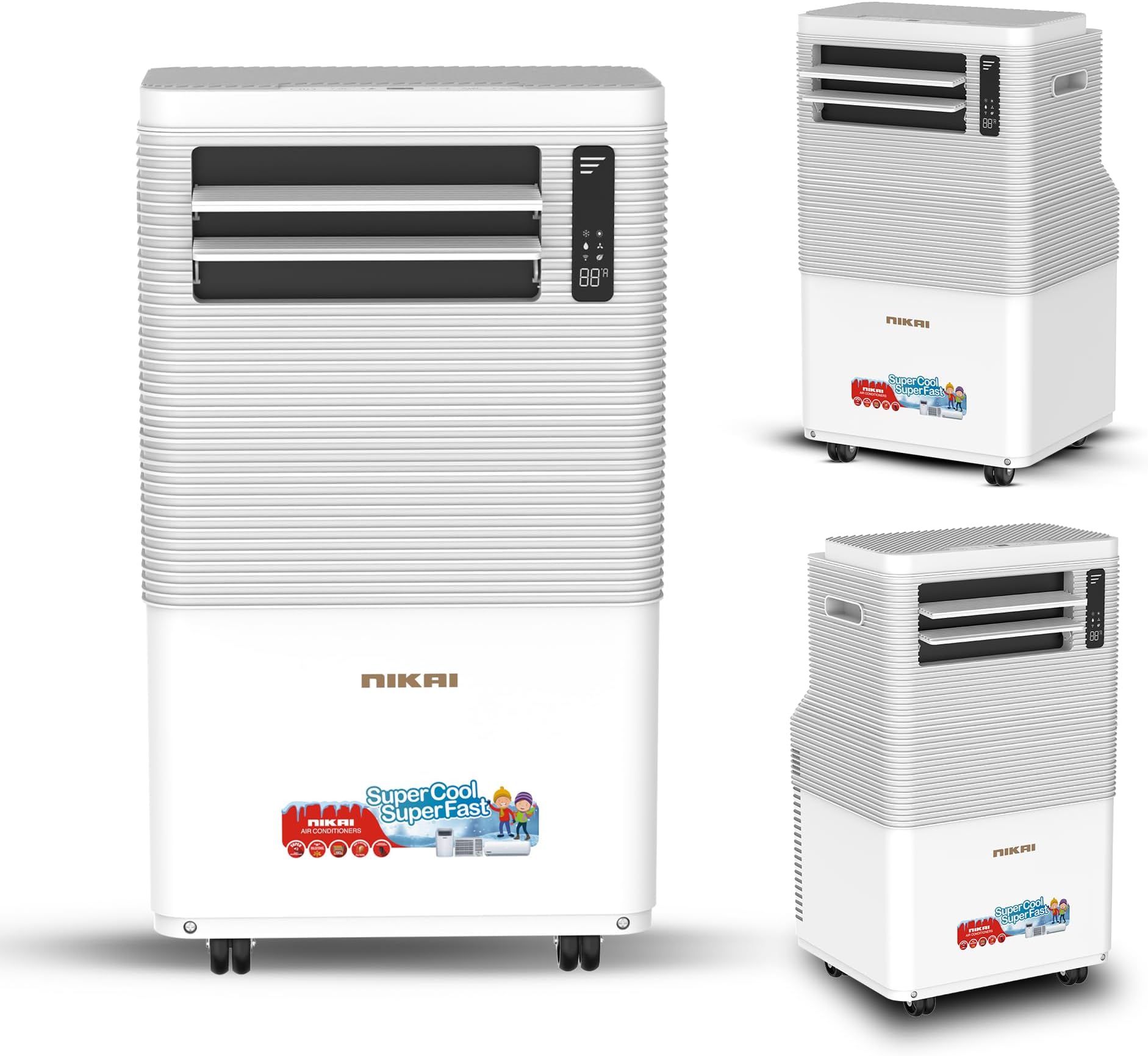 1 Ton Portable Air Conditioner 12000 BTU with Remote control, Digital Display, 3 Fan Speeds, Low Noise, Powerful Cooling with R410 Gas, Rotary Compressor, Best for Home & Office - NPAC12512A5