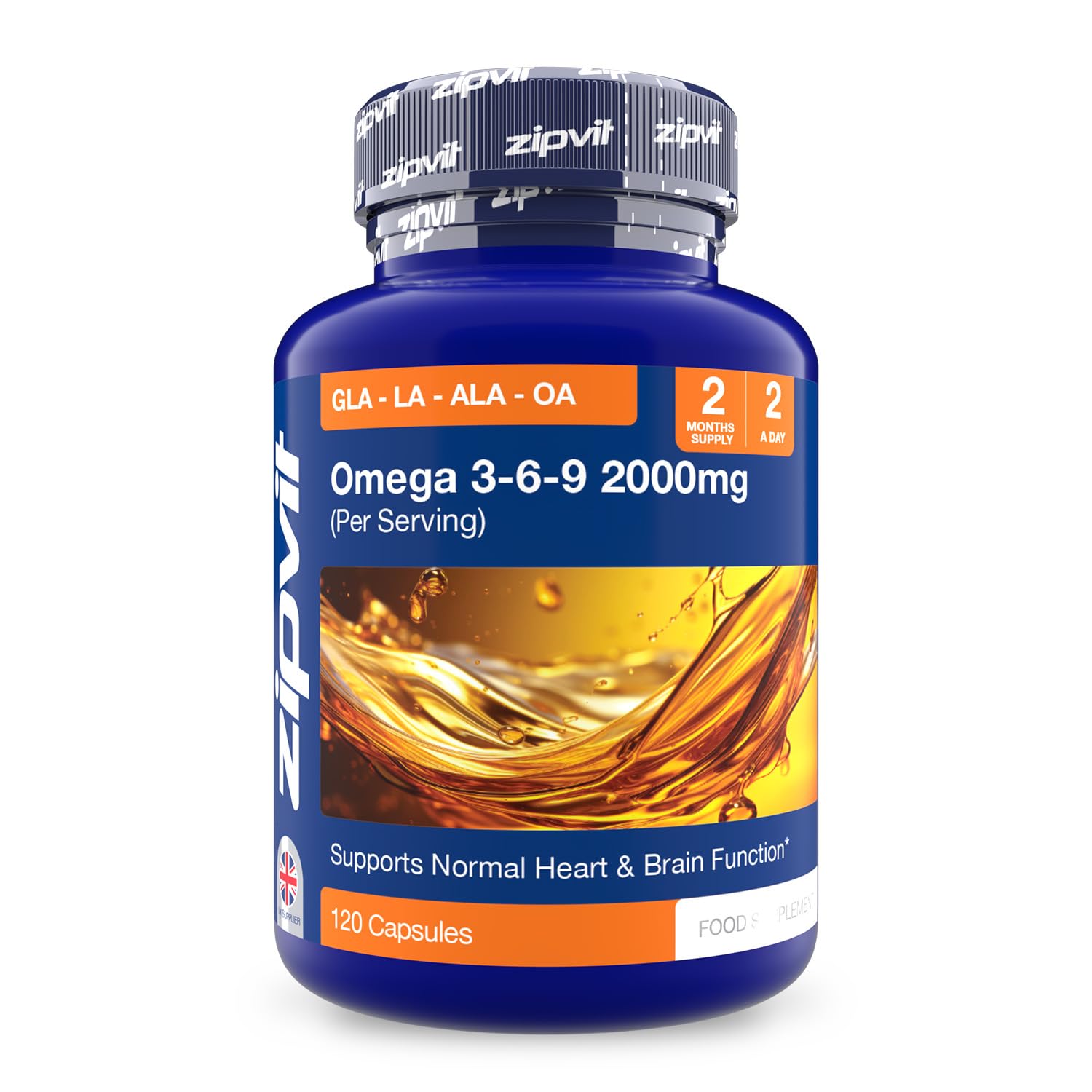 Omega 3 6 & 9 Oil 2000mg, 120 Softgels. Source of Alpha-Linolenic Acid. Supports Maintenance of Normal Blood Cholesterol