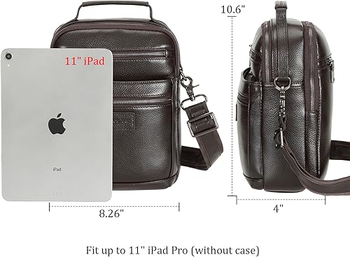 Miniatura 3 de Polare - Bolso de mensajero de cuero italiano de grano completo, estilo vintage, bolso cruzado al hombro, estilo casual, bolso de negocios para