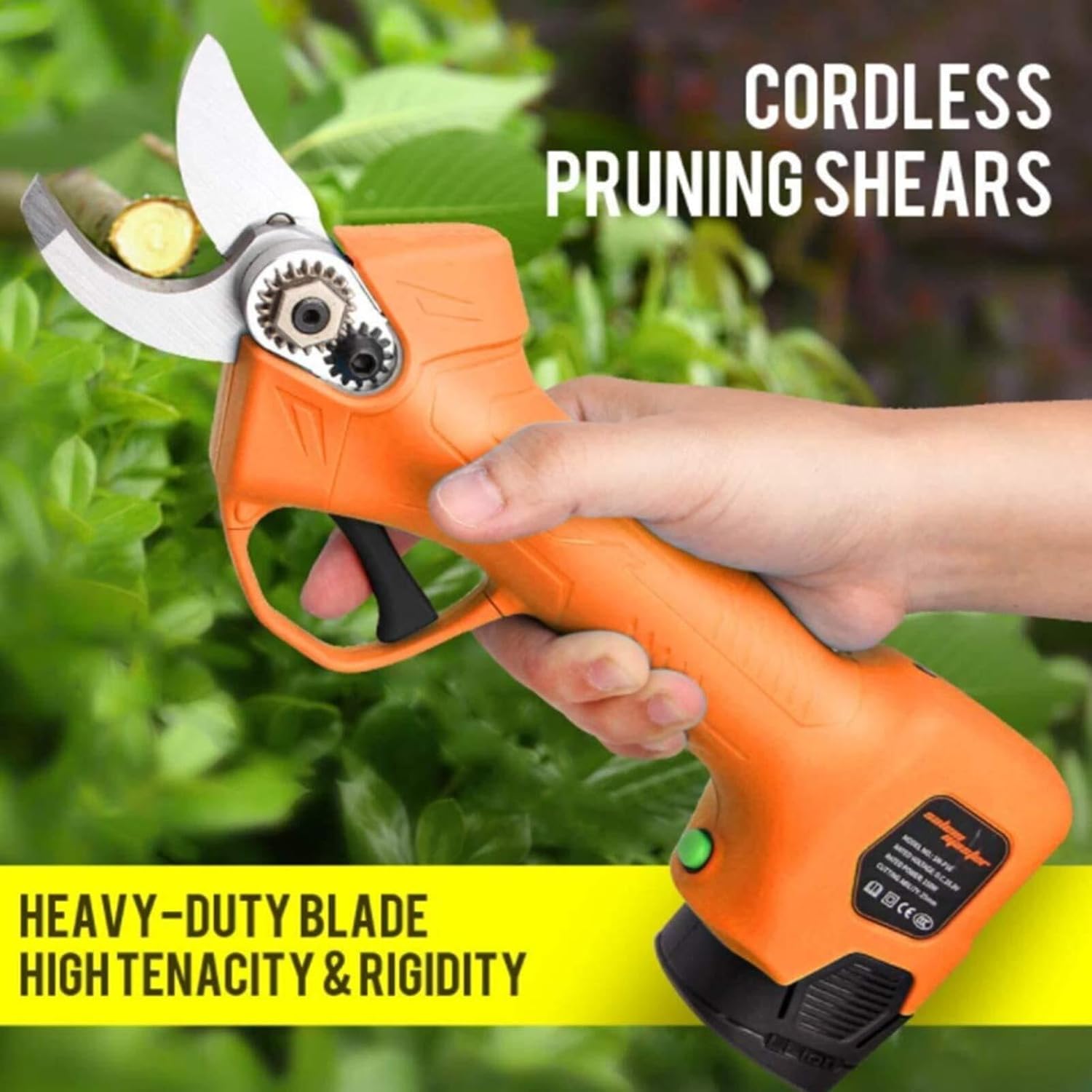 Professional Cordless Electric Pruning Shears, 25mm Cutting Diameter, 1 Pack 2Ah Lithium Battery, 6-8 s Working Time, Powered Tree Branch Pruner