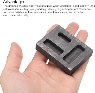 sourcing map Gold Silver Graphite Ingot Mould Crucible for Casting Metal Aluminum Copper Brass Melting Refining, Three Hole Slot 2.24x1.65x0.43