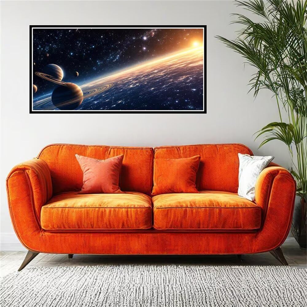 Malen Nach Zahlen Erwachsene, Malen Nach Zahlen Sonnenuntergang Stern DIY Handgemalt Ölgemälde, Paint by Numbers Adult Kit Als Geschenk, Knitterfreie Leinwand, Home Deko (Ohne Rahmen) 80x160cm z0z-795