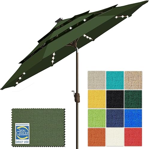Miniatura 19 de EliteShade USA - Sombrilla solar de 9 pies / 2.74 metros, de 3 niveles, con 10 años sin decoloración, 80 luces LED para patio, mesa al aire libre