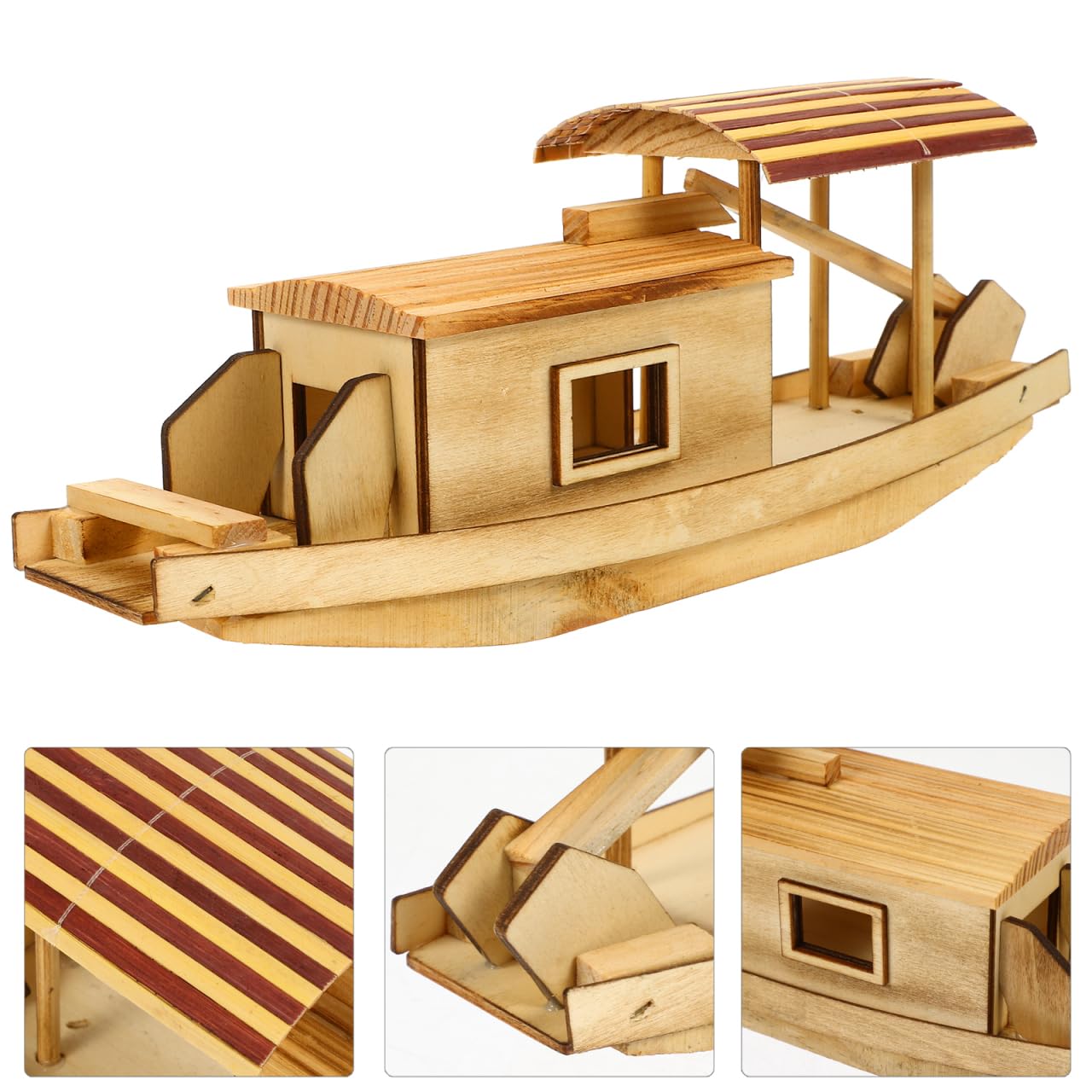 BESPORTBLE Modellboot Aus Holz Boot Ornament Dekoration Tischboot Holzbootfigur Für Wohnzimmer Schlafzimmer Büro Schrankdekoration Kanu Modell