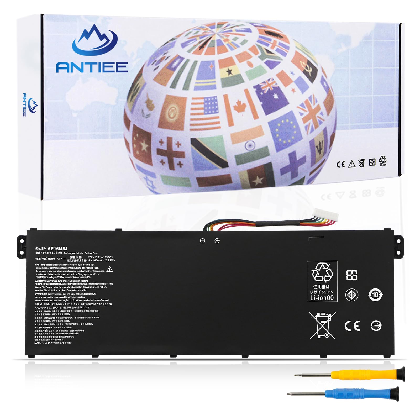 ANTIEE AP16M5J Laptop Battery for Acer Aspire 1 A114-31 A114-32 Aspire 3 A314-31 A314-32 A314-41 A315-21 A315-21G A315-22 A315-31 A315-32 A315-33 A315-41 A315-51 A315-53 A315-53G 2ICP4/80/104