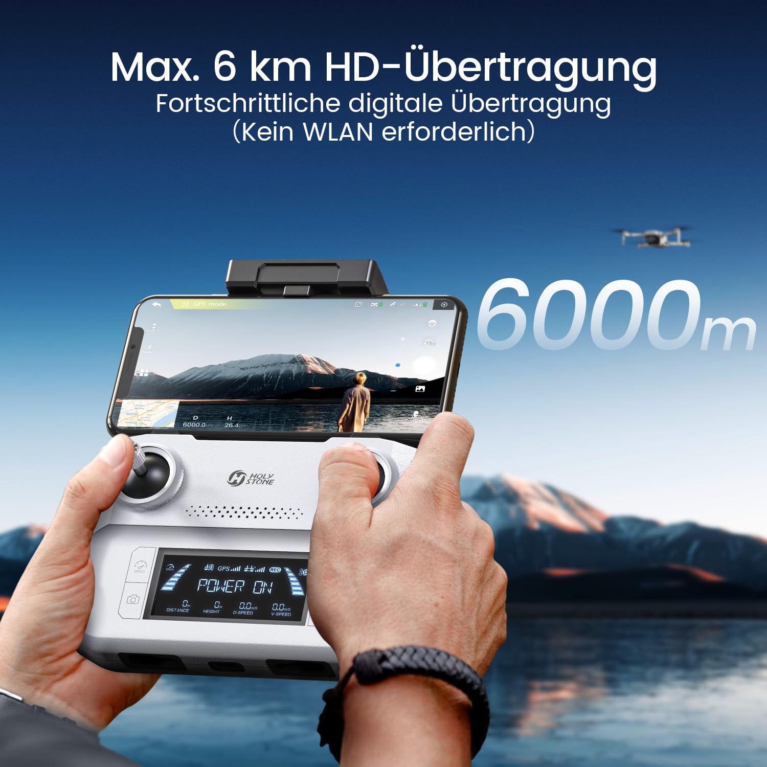 Holy Stone HS360D GPS Drohne mit 4K Kamera für Erwachsene, 5GHz FPV Übertragung bis 6KM, 80 Min. Flugzeit, Follow Me, Auto Rückkehr, RC faltbar Drohnen Profi Kameradrohne für Anfänger, unter 249g, C0