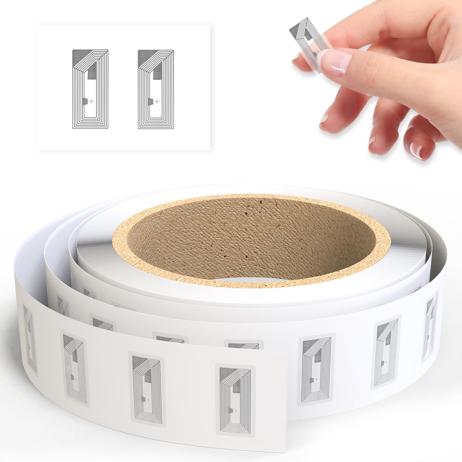 NFC Tags Sticker with NTAG215 Chip NFC Stickers Adhesive Labels Transparent RFID Tags Rewritable 504 Bytes Memory Suitable for All NFC-Enabled Devices (10pcs, 11x21mm)