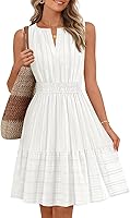 MEROKEETY Women's 2026 Summer Sleeveless V-Neck Flowy A-Line Mini Sundress with Pockets - Beach Vacation Casual Dress