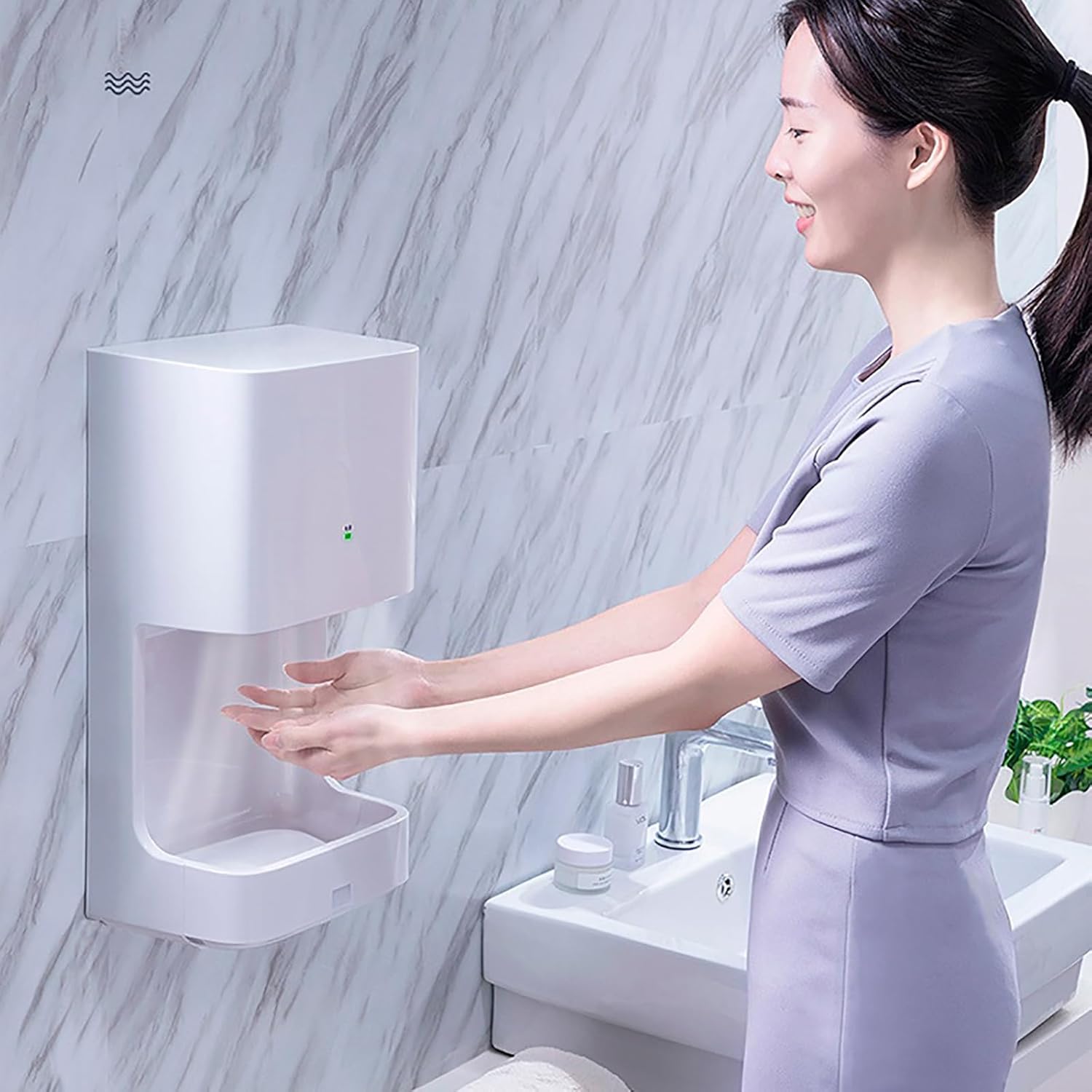 Compact Hand Dryer, 1250W High Speed Electric Hand Dryer with Advanced Filter, 8-10 S Fast Drying, Cold Hot Wind Adjustable, Durable and Energy Saving, for Commercial or Household, Sliver