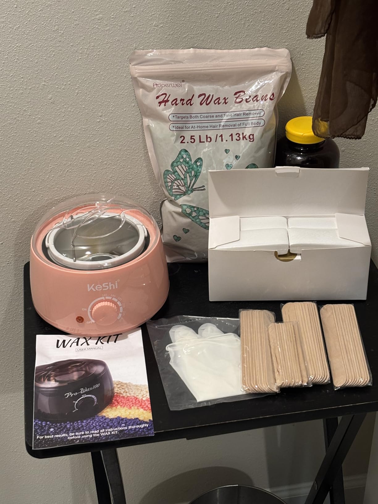 KeShi Waxing Kit, Painless Hair Removal Wax Warmer with 6 Bags Hard Wax Beans for Full Body, Legs, Face, Eyebrows & Bikini— Ideal for Both Women & Men 500ml