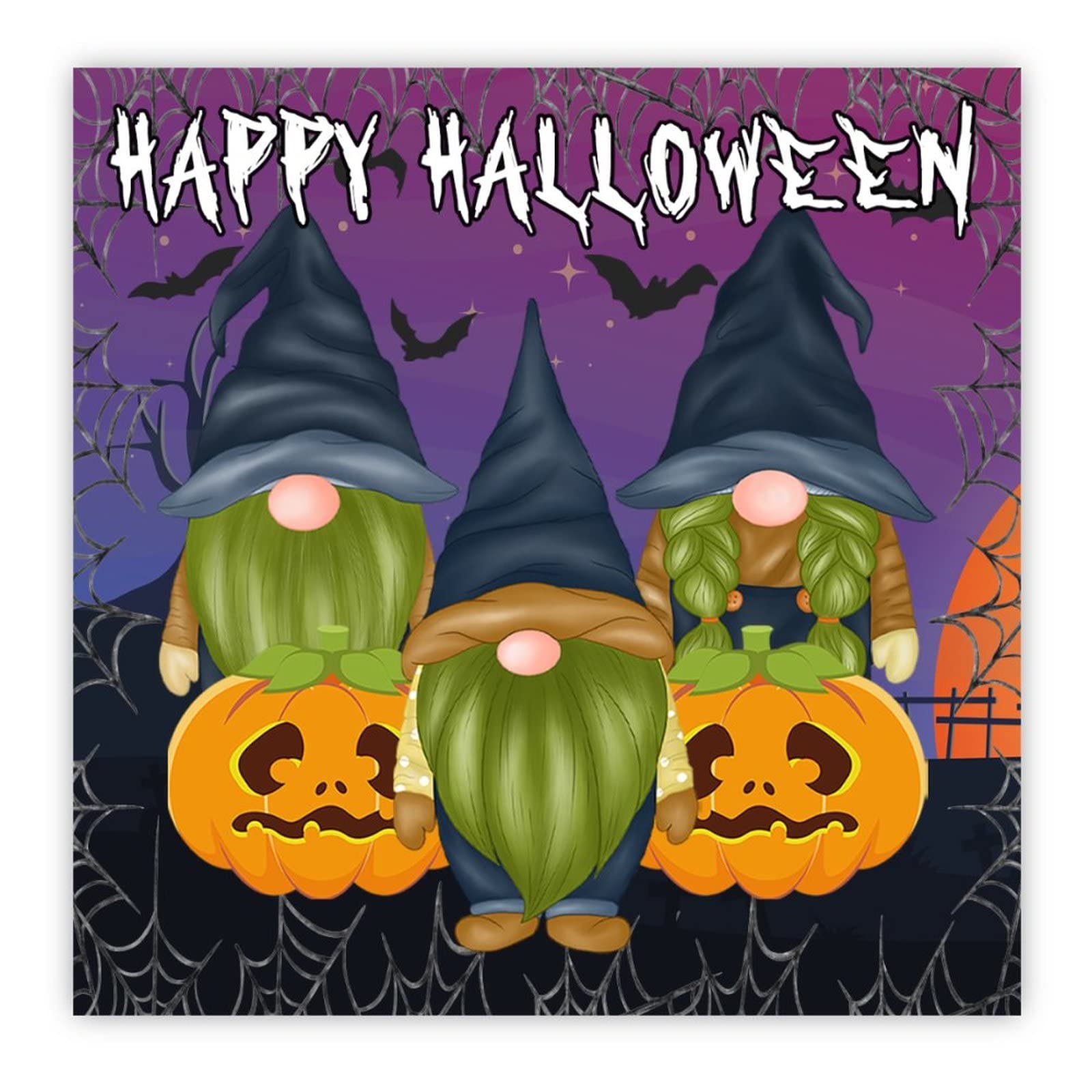 Plaque bois Halloween citrouille fantôme et lune suspendue murale rustique