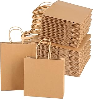 Bulk 50-Pack Kraft Paper Gift Bags with Handles