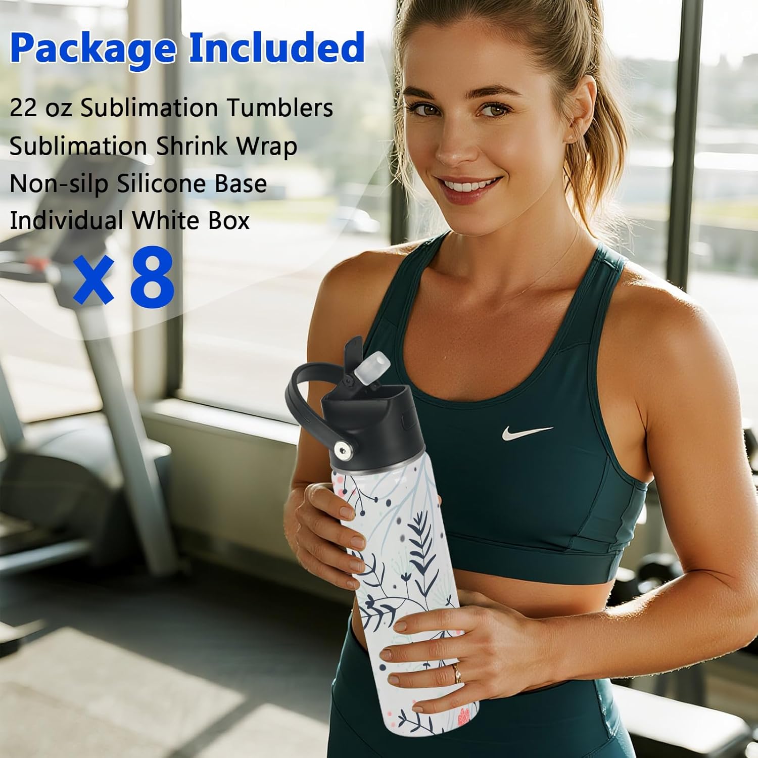 Sublimation Sports Water Bottle Blanks, 22 oz Sublimation Tumblers Bulk, Stainless Steel Insulated Tumblers with Leak Proof Lid and Portable Handle, Individually Boxed (8 Pack) - Image 6