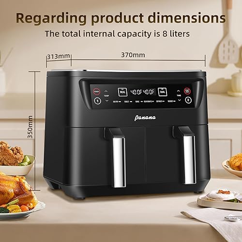 Miniatura 4 de Freidora de aire de 8.5 cuartos de galón, freidora de aire 6 en 1 de doble zona para asar, hornear, deshidratar, descongelar, recalentar para