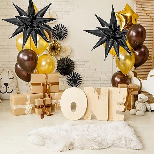 Vista 71 de ZAKVOOR 60 globos con forma de estrella, 12 puntas de aluminio, decoración de fiesta, globos para Navidad, Año Nuevo, graduación, cumpleaños (dorado)