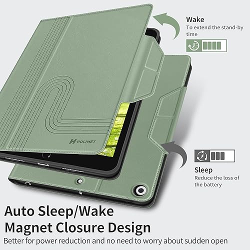 Miniatura 8 de H HOLIMET Funda para iPad de 9 generación de 10.2 pulgadas 2021 iPad de 8 7 generación 20202019 con soporte para lápices, piel vegana, apagado