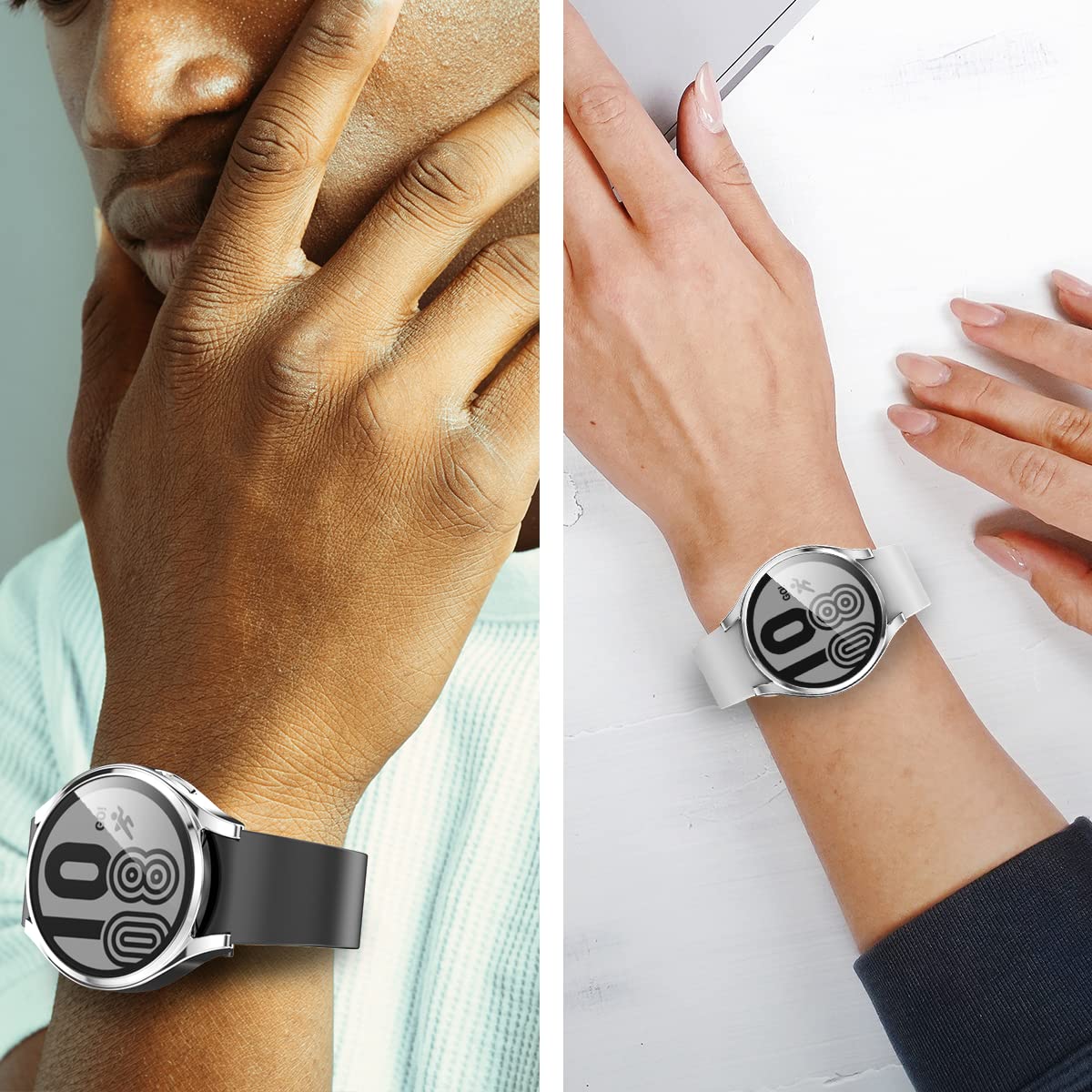 Rc-Z Schutzhülle für Samsung Galaxy Watch 5/Galaxy Watch 4, 44 mm, 4 Stück, weicher TPU-Stoßdämpfer, Rundumabdeckung, Displayschutz, Ersatzzubehör für Samsung Galaxy Watch 4/Galaxy Watch 5, 44 mm