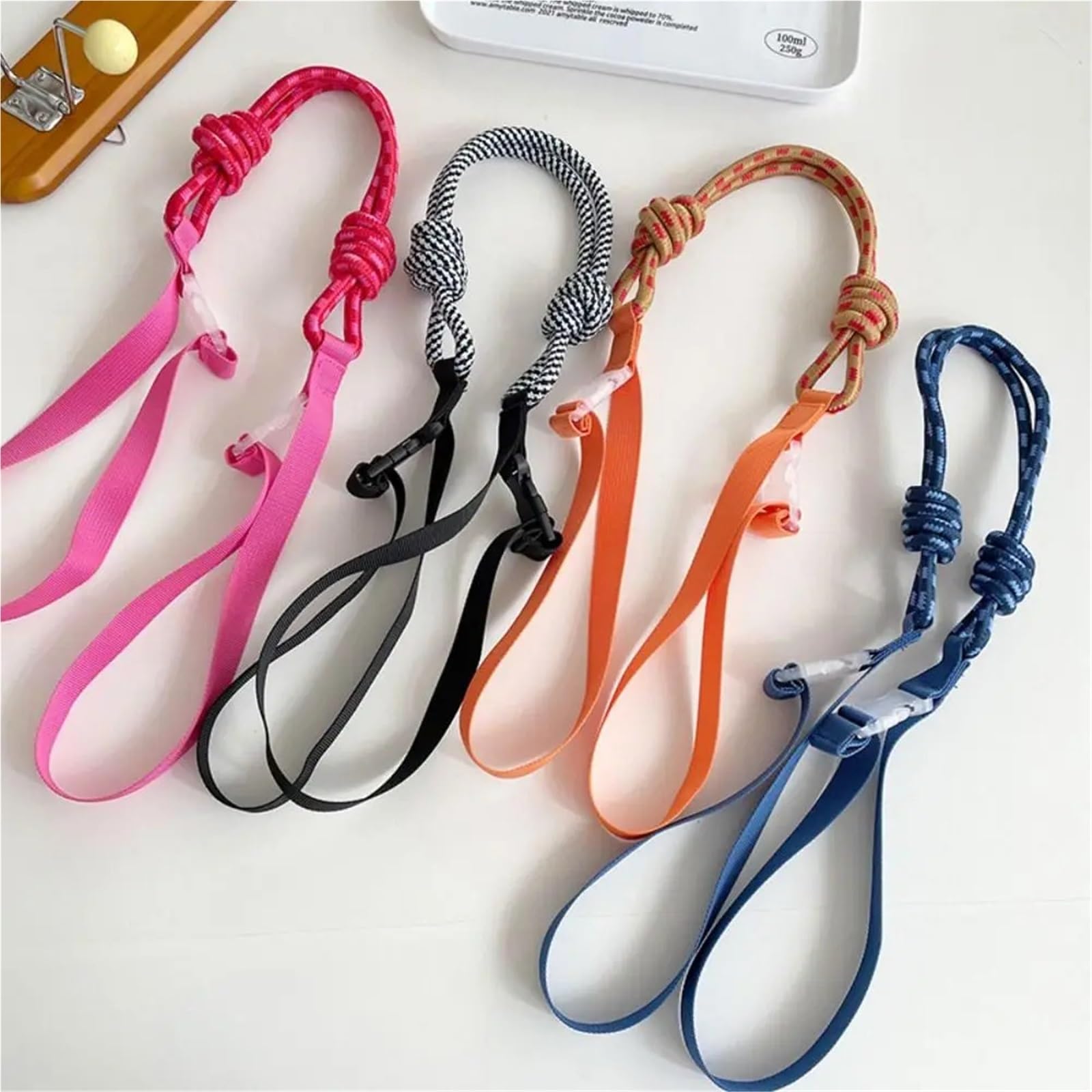 Geflochtener Taschengurt 4 Stück gestrickter Kleiner Taschengürtel, Nylonband, Handgelenktasche, bunt, mit Zugknopf, Schultergurt(Color 3-96cm)