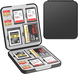 HEIYING SD Card Holder for 4 SD Cards, 4 Micro SD Cards, 2 CF Cards and 2 CFexpress Type B Cards, Portable Memory Card Case Witch 12 Card Slots.